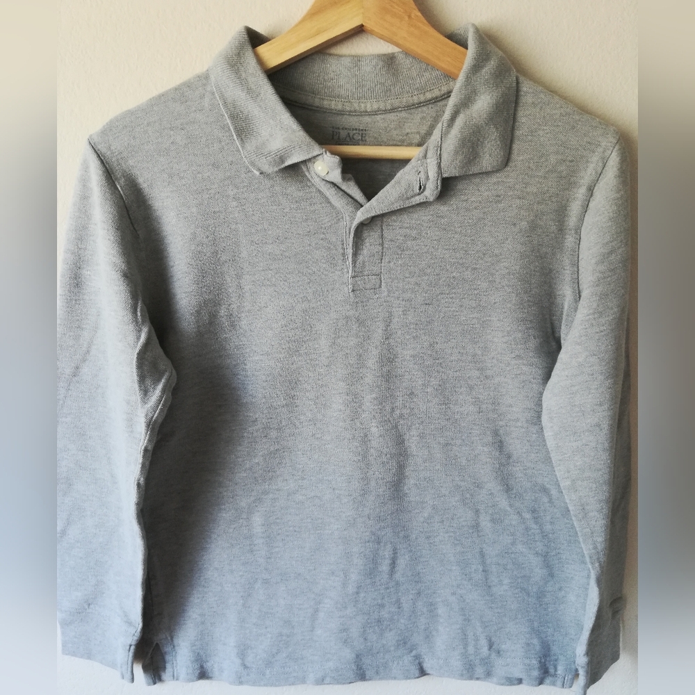 🌺💙 The Children's Place Long Sleeve Pique Polo Gray Size XL